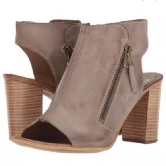 Miz Mooz NYC Summer Stone Leather Peep-toe Zipper Bootie Sandal 40 - Picture 1 of 11